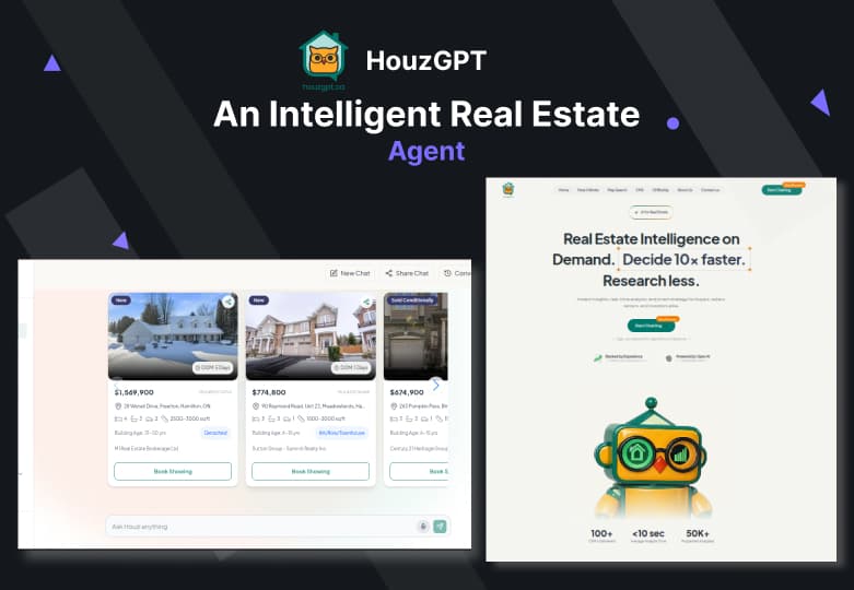 HouzGPT: An intelligent real-estate platform for the Canadian market with AI-assisted property search, insights, and conversational discovery.